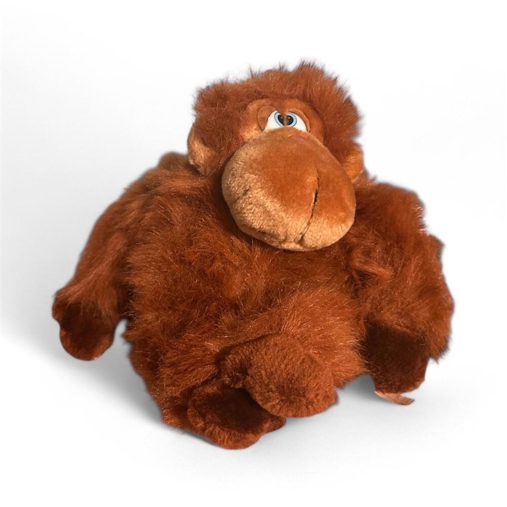 Vintage Wallace Berrie Orangutan Plush Brown Shaggy ape Eyed Monkey‎ 1980s Toy